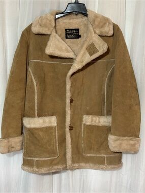 Vintage 70s Tan Suede Shearling Coat